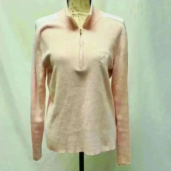 L-RL Ralph Lauren Active Womens Pink Sweater size Large Zip up - Picture 3 of 11